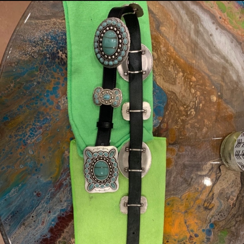 Turquoise Concho Belt, Size S
